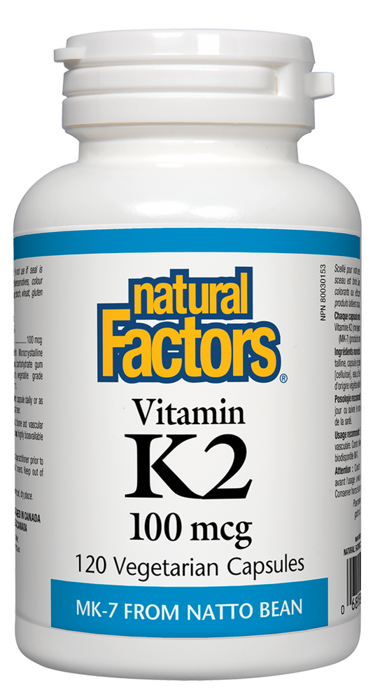 Natural Factors Vitamin K2  100 mcg  120 Vegetarian Capsules